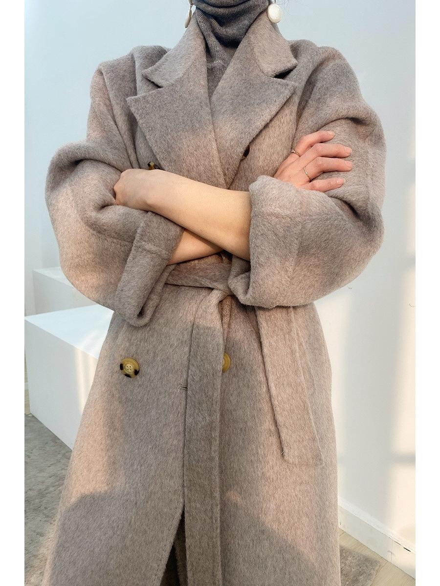 

Двостороннє пальто з альпаки та кашеміру для осені/зими Large