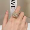 Luxury Rhinestone Four-leaf Clover Rings Women Finger Rings Korean Style Spinning Zircon Rings