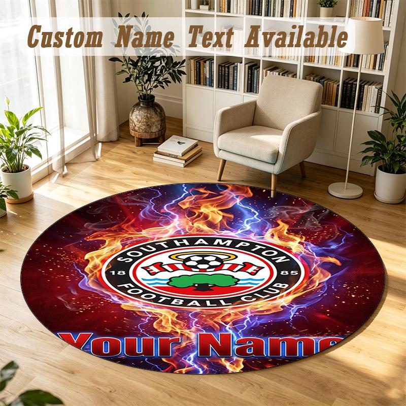 Round Rug Custom NameSouthampton FC Pattern Non Slip Carpet Home Floor Decor