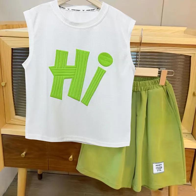 Children's Short-sleeved Suit Summer Vest and  Shorts Two-piece Boys' Sports Suit