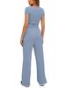 Women's 2-Piece Casual Set: Ruffle Sleeve Top & High Waist Wide Leg Pants Sportswear