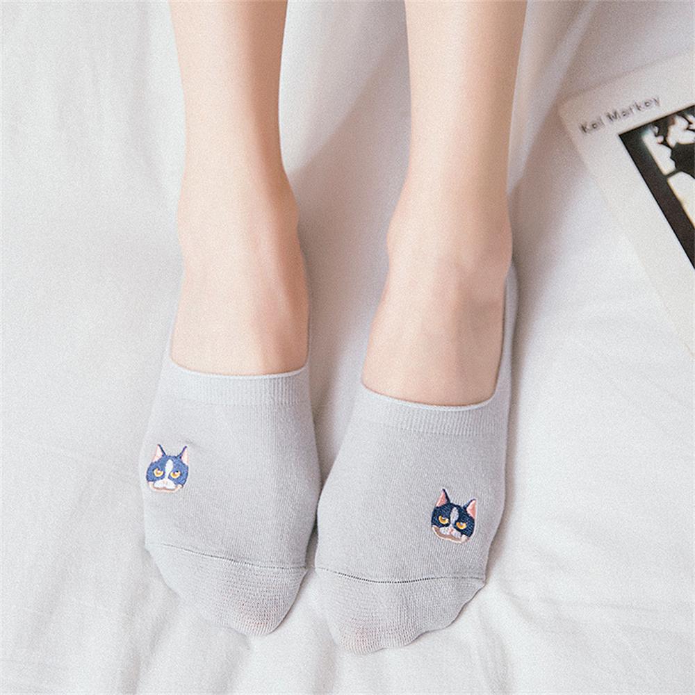 New Girls' Funny Summer Spring Cute Embroidered Kitten Invisible Sokken Cat Claw Footprint Women's Soft Cotton Socks Dropship
