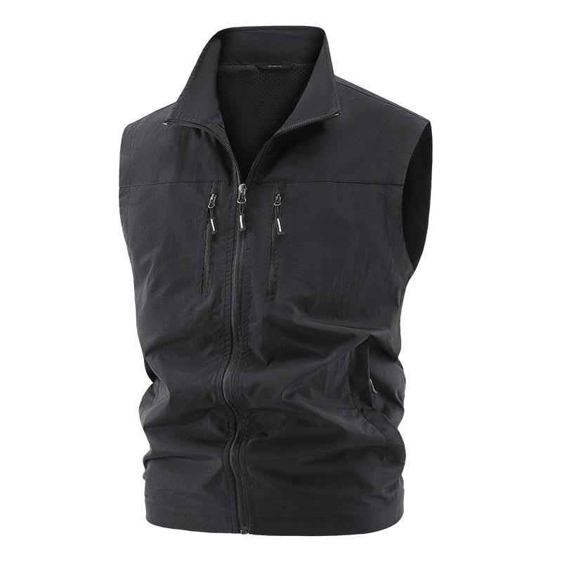 Men's Lightweight Softshell Vest with Zipper Pockets Windproof Sleeveless Jacket for Hiking Golf Outdoor Outwear Windbreaker