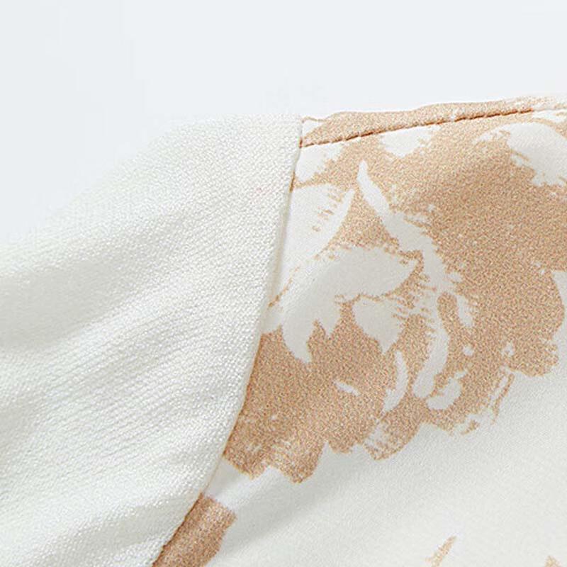 JESSIE Women's Floral Jacquard Mulberry Silk Short-Sleeve Blouse