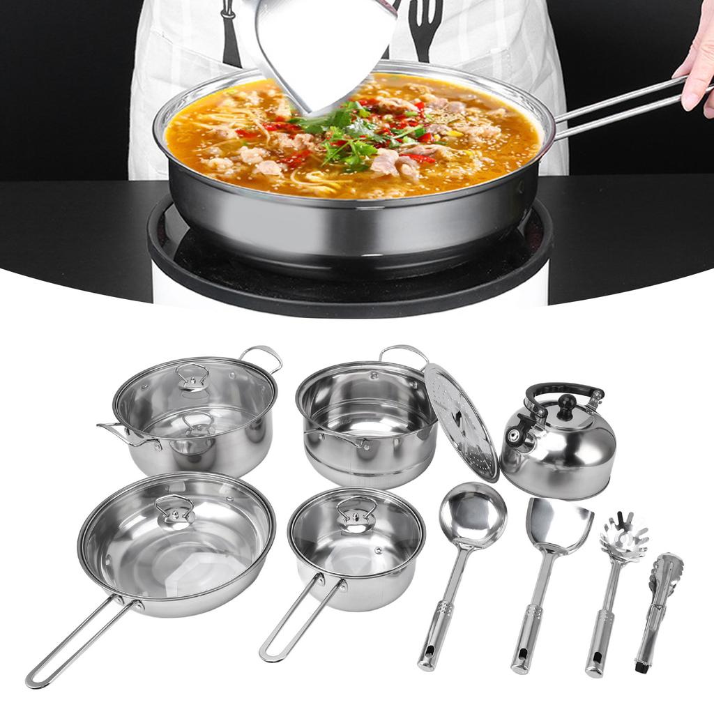 Cookware Set Stainless Steel Rustproof Stick Proof Thickened Pots Pans Set for Home Kitchen Restaura