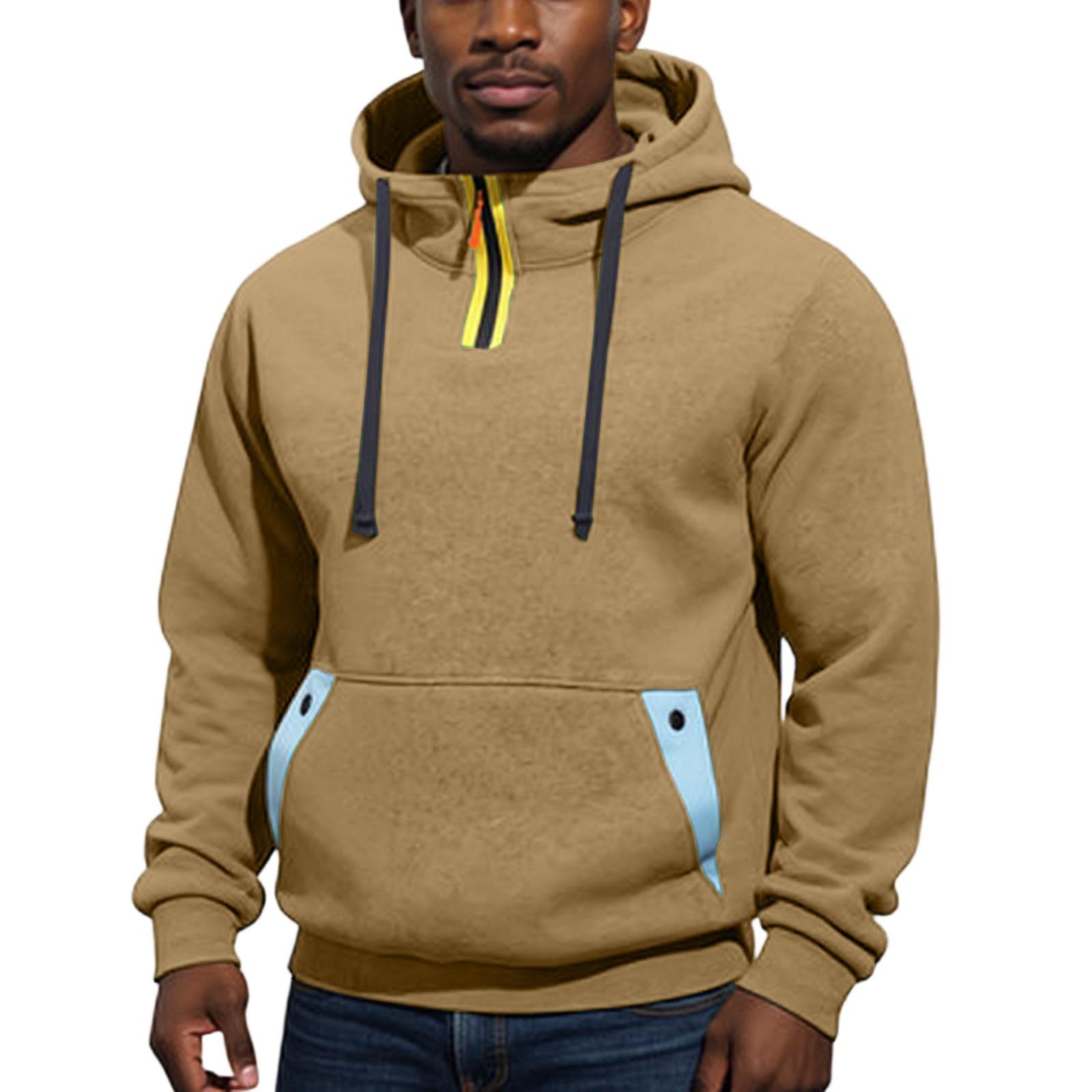 

Мужское худи с молнией и несколькими карманами, пуловер M хаки