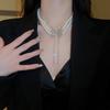 Real gold electroplated pearl and diamond-inlaid floral necklace, niche, fashionable, versatile collarbone chain, elegant and high-end accessory