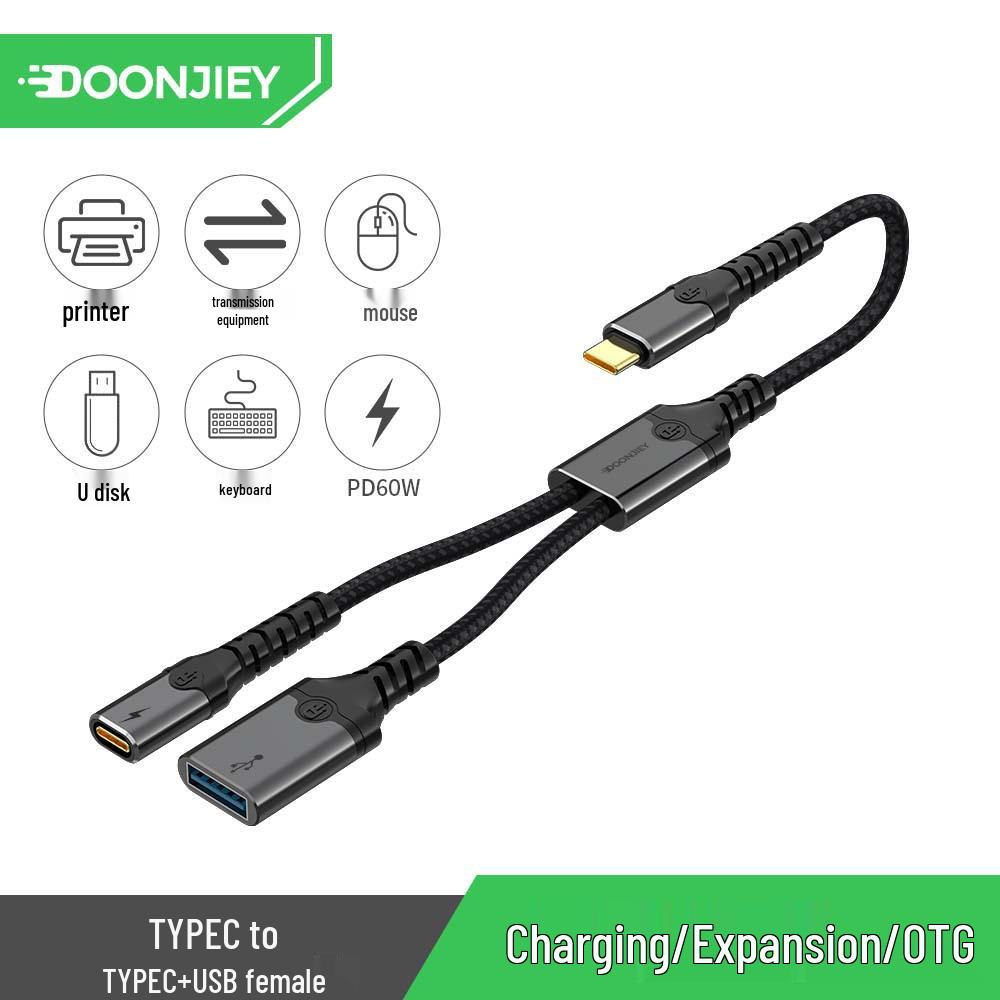 

PD60W Type-C Docking Station: Multi-Function Extender & Splitter with Charger and Connector Features (One-to-Three)