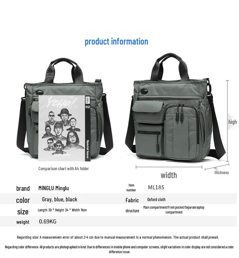Men's Lightweight 14-inch Laptop Briefcase: Large Capacity Crossbody Shoulder Bag for Business Trips