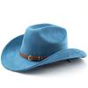 Classic retro belt, western cowboy hat, woolen jazz top hat, men's and women's ethnic style autumn and winter felt hat, big eaves hat