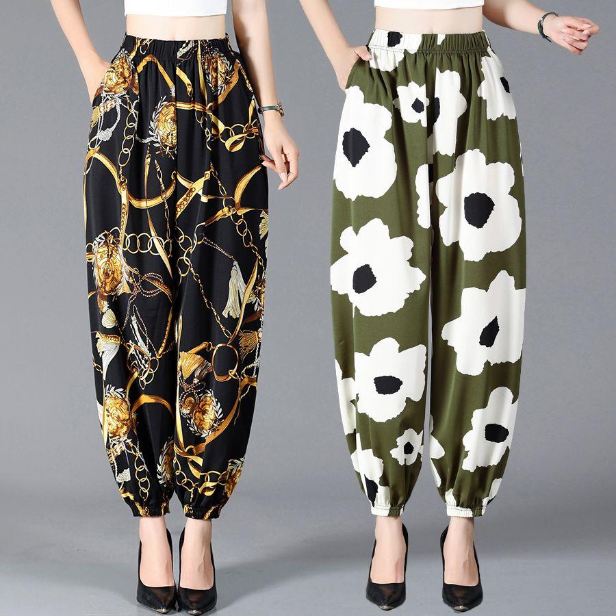 Middle Aged and Elderly Summer Pants Mom Thin Quick Drying Lantern Pants Women Summer Leg Pants