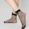 Hollow Out Black Mesh Socks with Bow Pearl Lace Mid Tube Socks Women's Short Stockings