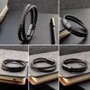 Titanium Steel Bracelet Double Layer Brown Black Leather Braided Rope Man High Quality Stainless Steel Magnetic For Women Gift