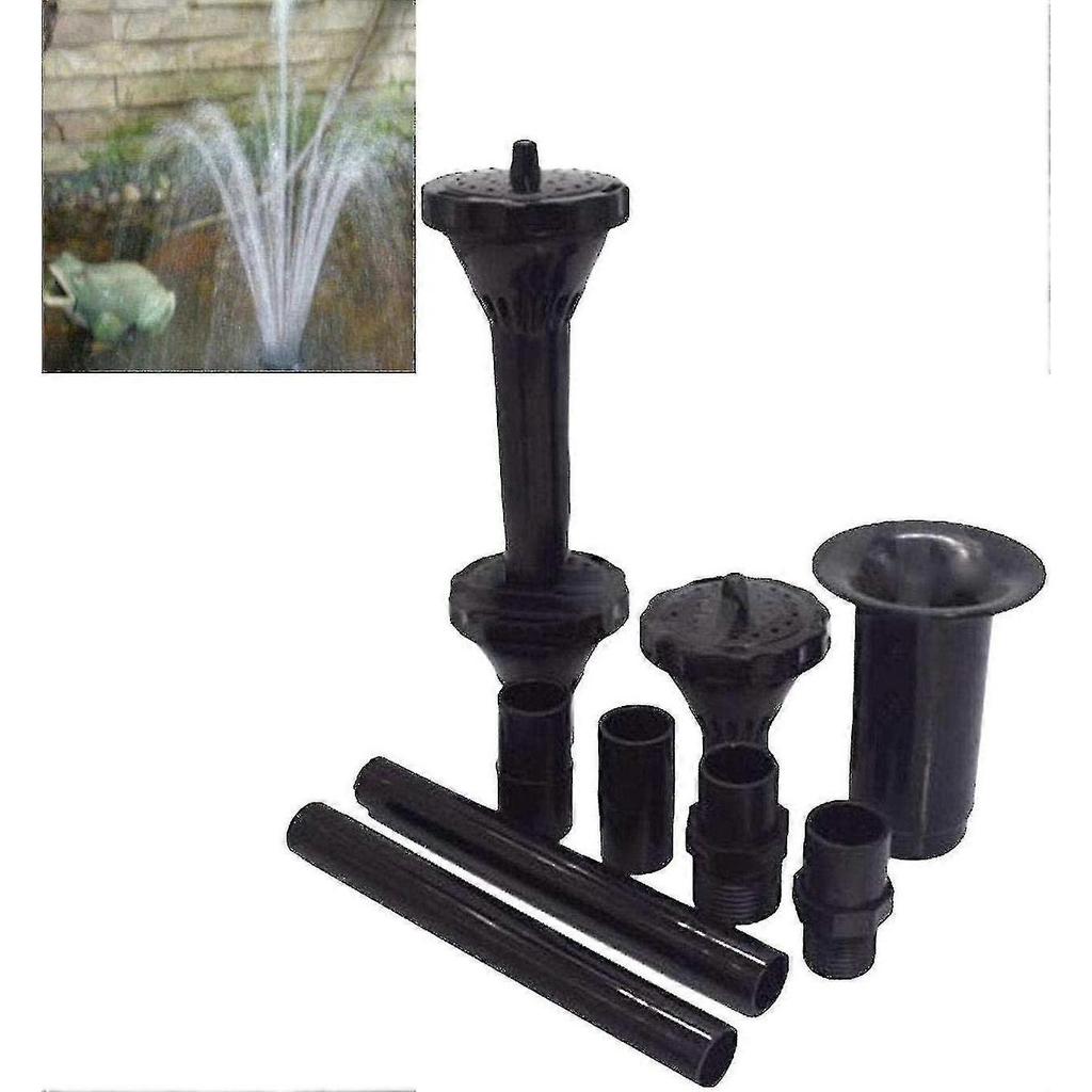 9pcs Small Nozzle Heads Kit Nozzle Water Fountain Fountain For Pond Fountain Submersible Pump Black Pool