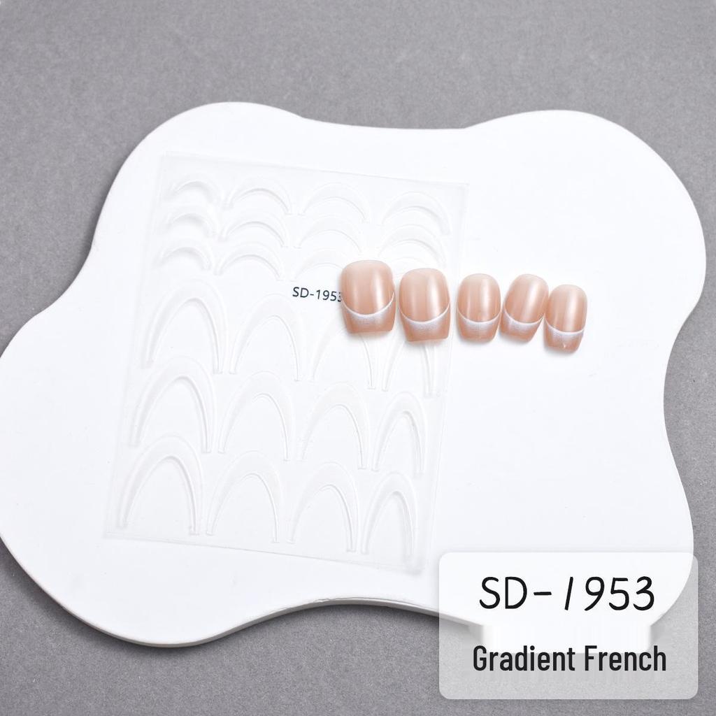 Gradient French Nail Stickers: Durable, Solid Black, White, Burgundy Nail Art Stickers - Trendy Celebrity Style