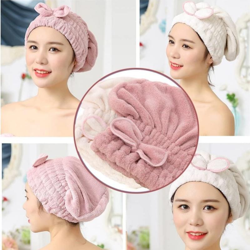 Bowknot Drying Cap, Women's Absorbent Quick-Dry Thick Coral Fleece Pineapple Pattern Home Bath Hair Towel