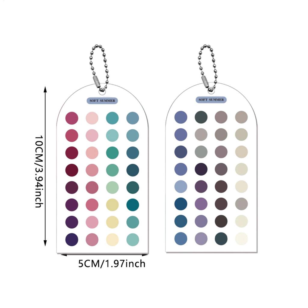 Color Analysis Template Cards 2 Pieces Portable Double-Sided Guide Acrylic Color Matching Guide with Bead Chain for Outfit