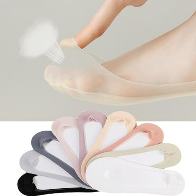 Ultra Thin No Show Socks Women's Low Cut Cotton Nylon Boat Invisible Hidden Socks Non-Slip for Flats