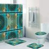 Geometric Grecian Key Meander Mandala Pattern Shower Curtain And Rug Set Abstract Geometric Bathroom Mats Rugs Toilet Decor Mat