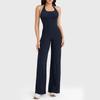 European Backless Wide-Leg Yoga Jumpsuit with Built-in Bra