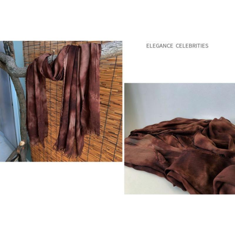 Silk Scarf Women'S Mulberry Silk Solid Color Versatile Summer Scarf Thin Sunscreen Outer Shawl Yarn Brown
