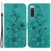 For Sony Xperia 10 V Shockproof PU Leather Phone Case Imprinted Lily Flower Cover Wallet Stand Shell