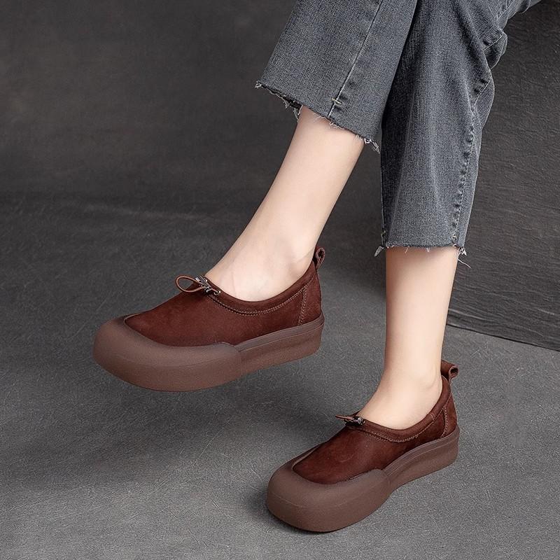 Autumn new retro leather thick-soled women's shoes one-pedal casual lazy single shoes soft-soled first-layer cowhide mother shoes