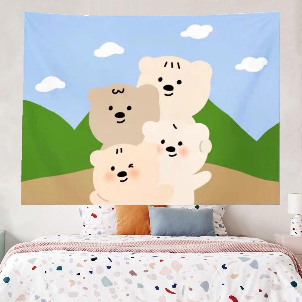 Lovely Bear Background Cloth Tapestry Dormitory Bedside Girl Heart Home Decoration Bedroom Tapestry