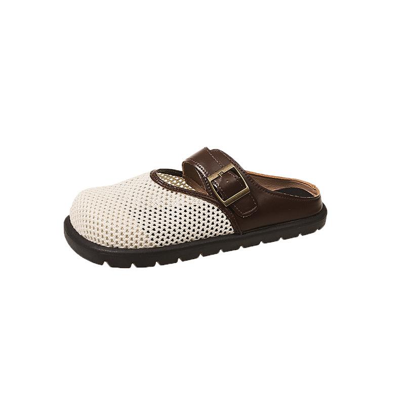 Mesh semi-slippers women's outer wear high-end soft bottom breathable not tired feet four-season sandals bag head sandals
