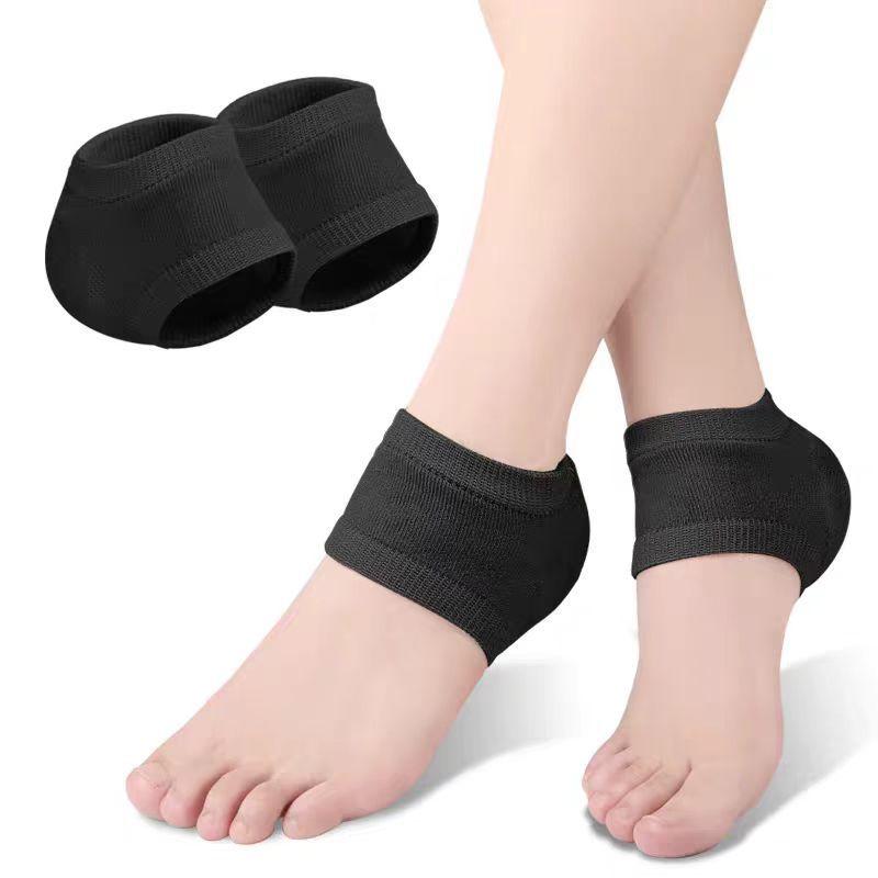 2pcs Plantar Heel Protector Sleeves with Silicone Gel Pads - Breathable Knit Design for Heel Cushioning, Pressure & Support