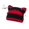 Y2K Devil Striped Knitted Hat Knitted Stripe Pattern Hat for Women Men Keep Ear Warm Hat with Paper Clip Decor
