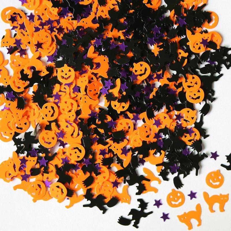15g Halloween PVC Table Confetti Spider Web Pumpkin Bat Skeleton Sequin for Halloween Party Bar Haunted House Decor Supplies