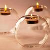 Round Glass Candle Holder Transparent Candlestick Ornaments Home Bar Decorations