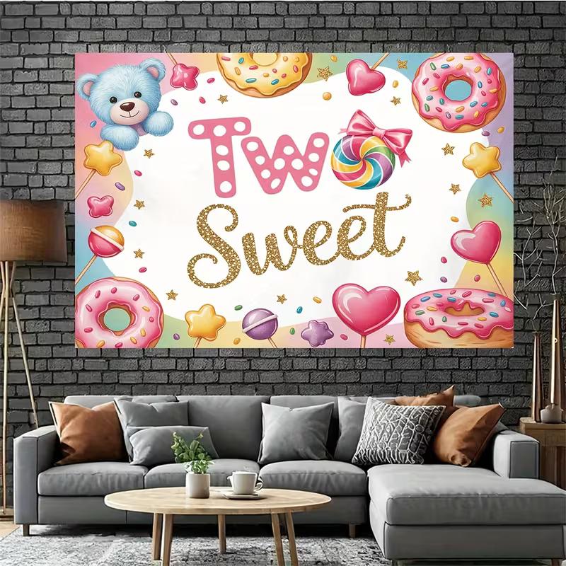 2D Two Sweet 2nd Birthday Backdrop Donut Candy Theme