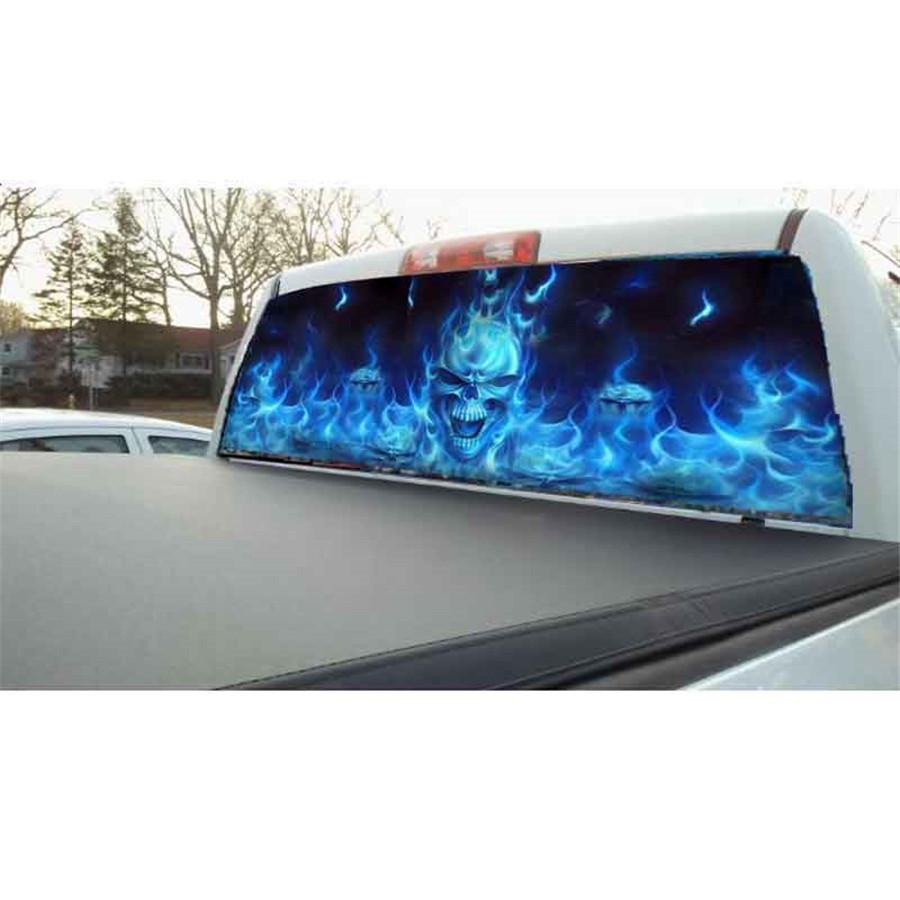 Funny Scary Car Rear Window Stickers Horror Skull Flaming Decals For Truck SUV