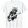 Fun Rock Guitarist Cat Pattern Print Men's T-shirt Summer Men's and Women's Casual Fashion Tops Men's Short Sleeve T-shirt Oversize Clothing