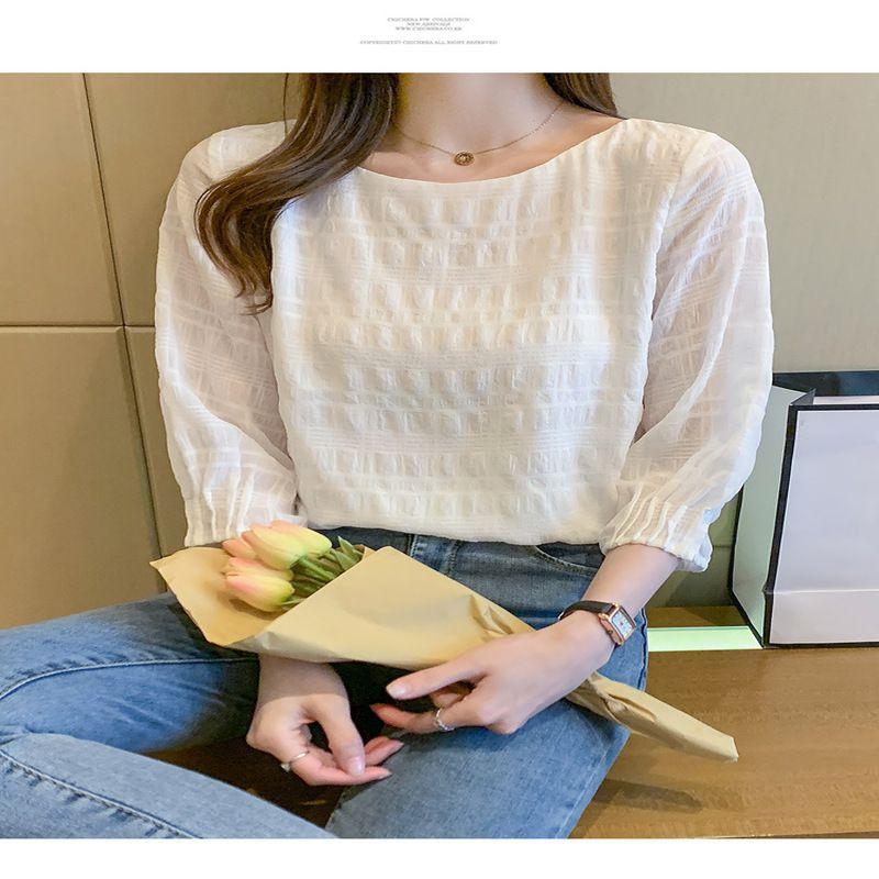 Elegant Korean Style Spring And Summer Blouse With Seven-part Sleeves For Versatile Wear