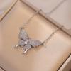 Women's Butterfly Zirconia Clavicle Necklace: Elegant, Fashionable, Titanium Steel Jewelry