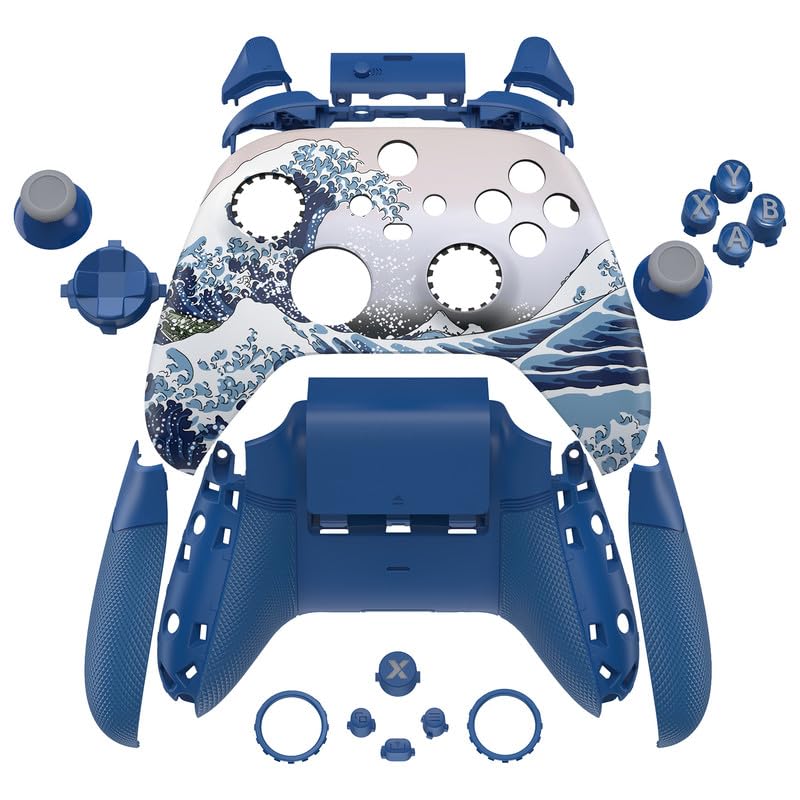 The eXtremeRate ASR Circle Ring Full Shell Button Kit is compatible with Xbox Core features a 3D diamond pattern soft rubber grip and bottom and is