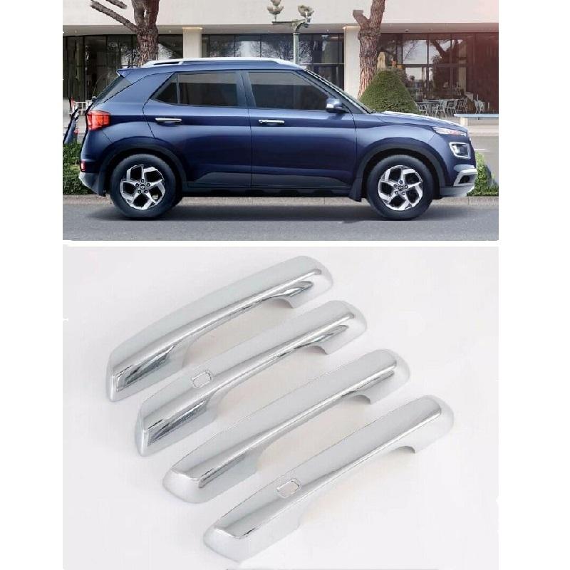ABS Chrome Car Door Handle Cover with Smart Key Hole For Hyundai Venue Car Styling