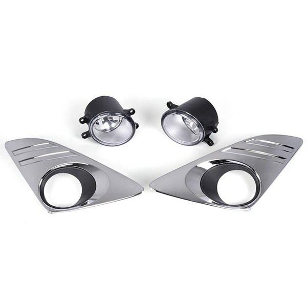 Set of Front Fog Light Assemblies for 2012-2014 Toyota Camry (US Version), Chrome-Plated, Anti-Collision Bumper Lights