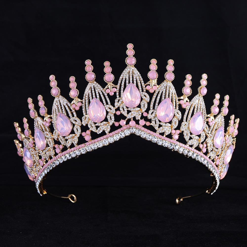 DIEZI New Gift Baroque Luxury Opal Crystal Crown For Women Girls Wedding Elegant Luxury Princess Tiara Party Hair Dress Jewelry