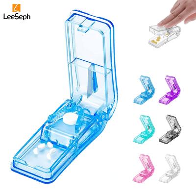 Tragbarer Tablettenschneider mit Edelstahlklinge, Teiler mit Spender, zum Halbieren von kleinen Tabletten, großen Tabletten