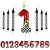 7pcs Red Racing Cars Themed Birthday for Cake Candles, Number 0 1 2 3 4 5 6 7 8 9 10 Candle Birthday Cake Topper