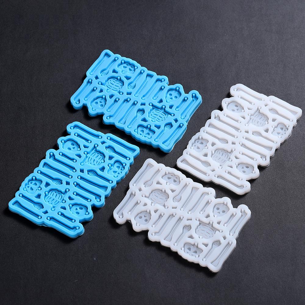 Skeleton Silione Mold Skull Halloween Earrings Pendants Epoxy Resin Mould for DIY Epoxy Resin Pendants Crafts Jewelry Making