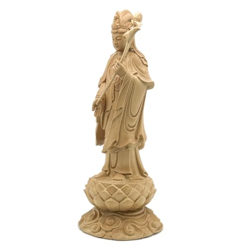 HU Trading Buddhist Statue, Standing Kannon Bodhisattva and Seishi Bodhisattva (Total Height: 23cm, Width: 12.5cm, Depth: 11.5cm), Amida Triad Ornamen