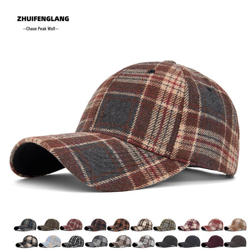 Unisex Autumn/Winter Classic Plaid Baseball Cap - Hard Top Duckbill Sun Hat