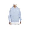 Nike Logo Print Drawstring Hoodie Long Sleeve Sweatshirt Men Tops Pleasant-Cobalt-Blue BV2655-479