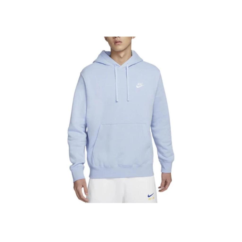 Nike Logo Print Drawstring Hoodie Long Sleeve Sweatshirt Men Tops Pleasant-Cobalt-Blue BV2655-479