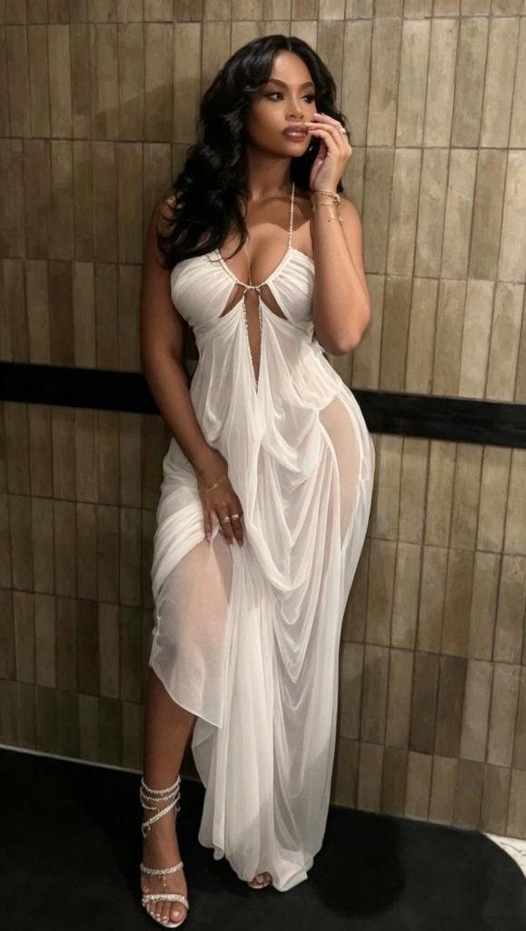 Sexy Sheer Mesh Splicing Dress With High Waist For Beach And Camping Fashion